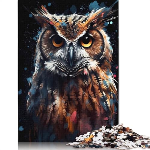 Eulen-Digitalkunst, 1000-teiliges Puzzle für Erwachsene – Familienaktivitäts-Puzzle, Lernspiele, schwierig und herausfordernd, 1000 Teile (38 x 26 cm) von TBDUEPS