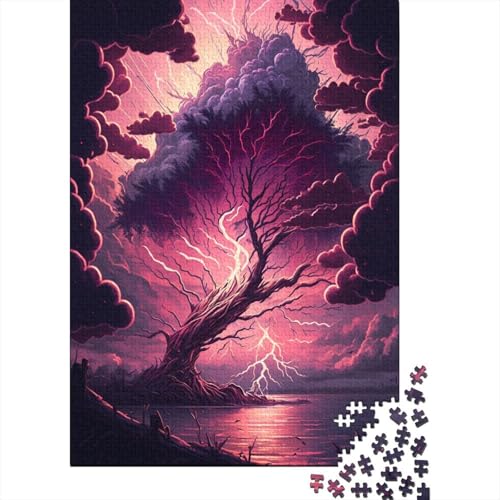 Fantasie-Puzzle mit Kirschblütenbaum, einzigartige Heimdekoration, 100% recycelter Karton, Puzzle für Erwachsene, 300 Teile (40 x 28 cm) von TBDUEPS