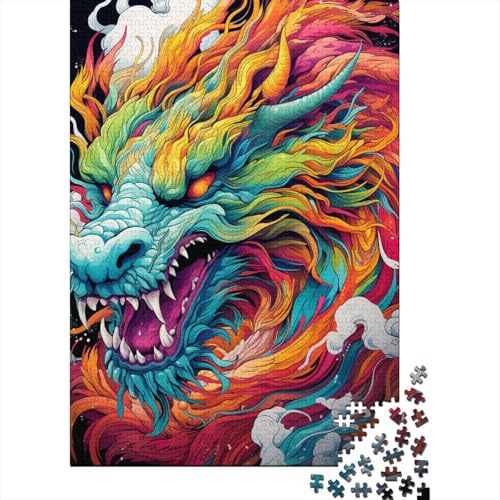 Fantasy Flying Dragon 1000-teiliges Puzzle, Holzpuzzle für Teenager, lustiges Puzzle 1000 Teile (38 x 26 cm) von TBDUEPS