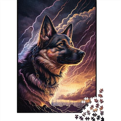 Fantasy-Puzzle mit deutschem Schäferhund, freundliche Materialien, 100% recycelter Karton, Puzzle für Frauen und Männer, einzigartiges Geschenk, 300 Teile (40 x 28 cm) von TBDUEPS