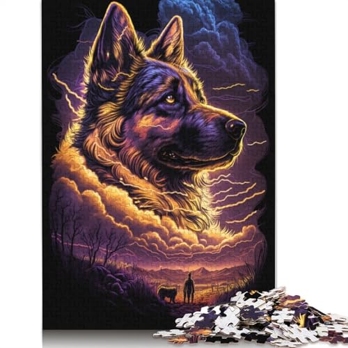 Fantasy-Puzzle mit deutschem Schäferhund, kreative Spiele, 100% recycelter Karton, Puzzle für Erwachsene, 1000 Teile (75 x 50 cm) von TBDUEPS