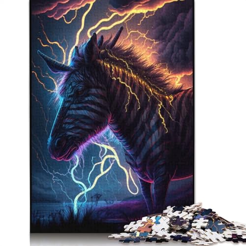 Fantasy Zebra Puzzle, rechteckig, aus Pappe, 100% recyceltem Karton, Puzzle für Erwachsene, 1000 Teile (75 x 50 cm) von TBDUEPS