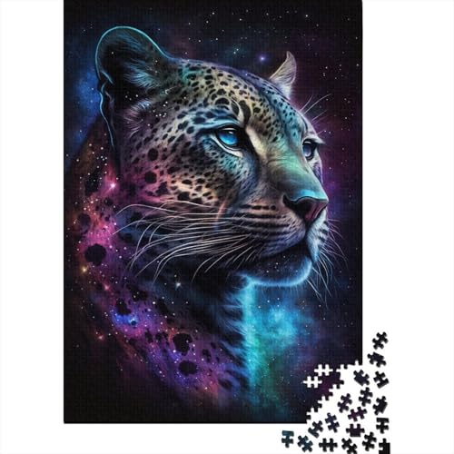 Farbiges Galaxie-Leoparden-Puzzle, Lernspiele, Familienaktivitäten, Premium-Karton-Puzzle für Frauen und Männer, 300 Teile (40 x 28 cm) von TBDUEPS
