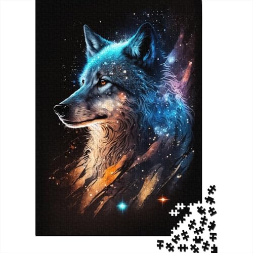 Farbiges Galaxie-Wolf-Puzzle, Denksportaufgabe, 100% recycelter Karton, Puzzle für Damen und Herren, 300 Teile (40 x 28 cm) von TBDUEPS