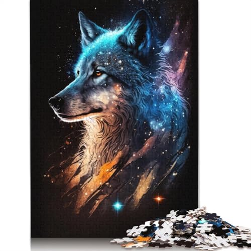 Farbiges Galaxie-Wolf-Puzzle, Entspannungs-Herausforderungsspielzeug, Premium-Karton-Puzzle für Erwachsene und Kinder, 1000 Teile (75 x 50 cm) von TBDUEPS