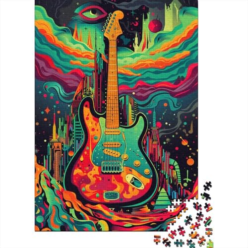 Farbiges Gitarren-Puzzle, anpassbare Bilder, 100% recycelter Karton, Puzzle für Kinder und Erwachsene ab 12 Jahren, einzigartiges Geschenk, 300 Teile (40 x 28 cm) von TBDUEPS
