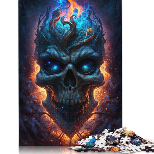 Feuerschädel-Puzzle, Denksportaufgabe, rechteckiges Papierpuzzle für Erwachsene und Teenager, 1000 Teile (75 x 50 cm) von TBDUEPS