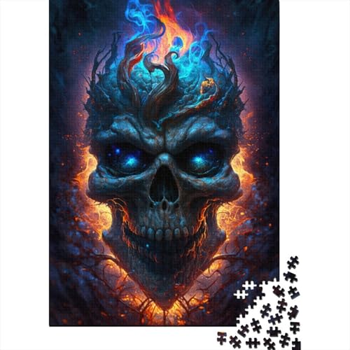 Feuerschädel-Puzzle, rechteckig, aus Pappe, 100% recyceltem Karton, Puzzle für Erwachsene und Kinder, 300 Teile (40 x 28 cm) von TBDUEPS
