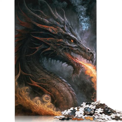 Feuerspeiender Drache, Dekompressionsspielzeug, rechteckiges Papierpuzzle für Kinder und Erwachsene ab 12 Jahren, 1000 Teile (75 x 50 cm) von TBDUEPS
