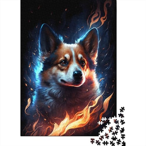 Feuertier-Corgi-Puzzle, schwierige Herausforderung, 100% recycelter Karton, Puzzle für Erwachsene, Teenager, 300 Teile (40 x 28 cm) von TBDUEPS