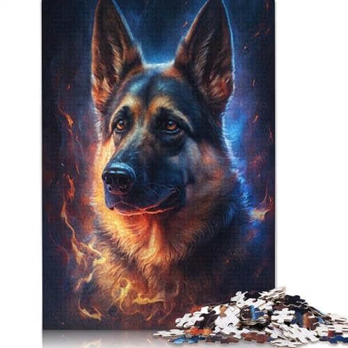 Feuertier Deutscher Schäferhund Puzzle Spielzeug Lernspiel Premium Karton Puzzle für Erwachsene Kinder 1000 Teile (75x50cm) von TBDUEPS