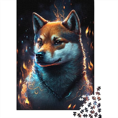 Feuertier-Puzzle Shiba Inu, freundliche Materialien, 100% recycelter Karton, Puzzle für Damen und Herren, einzigartiges Geschenk, 300 Teile (40 x 28 cm) von TBDUEPS