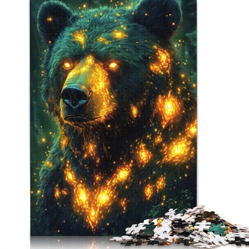 Fiery Bear in Forest Puzzle 1000-teilige Schwer Puzzle Spielzeug Pädagogisches Spiel Impossible Herausforderung Spielzeug Für Erwachsene Und Kinder in Bewährter 1000pcs (38x26cm) von TBDUEPS
