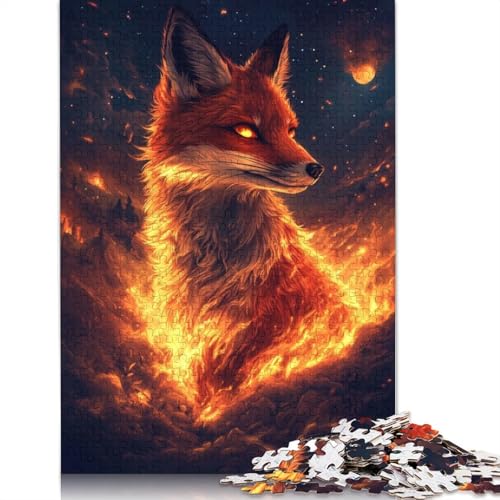 Fire Light Eyes Fox Puzzle 1000-teilige Schwer Puzzle Spielzeug Lernspiel Impossible Herausforderung Spielzeug Für Erwachsene Und Kinder Ab 12 Jahren 1000pcs (75x50cm) von TBDUEPS