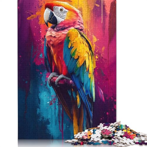 Floral Parrot Painting Puzzle 1000 Teile Schwer Puzzle Spielzeug Pädagogisches Spiel Impossible Herausforderung Spielzeug Für Erwachsene Und Kinder Ab 14 Jahren 1000pcs (75x50cm) von TBDUEPS