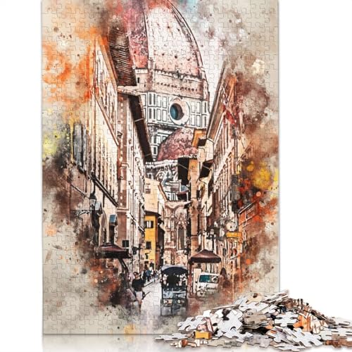 Florenz in Aquarell-Puzzle für Erwachsene und Jugendliche, 1000 Teile, Puzzle für Erwachsene, Lernspiel, Herausforderungsspielzeug, 1000 Teile (75 x 50 cm) von TBDUEPS