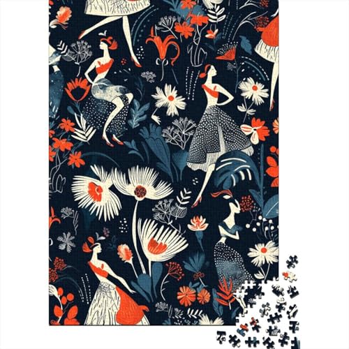 Frauen in Blumen Puzzle DIY Spiel Papier Rechteckiges Puzzle für Jungen oder Mädchen Geburtstagsgeschenk 70x50cm/1000 Teile von TBDUEPS