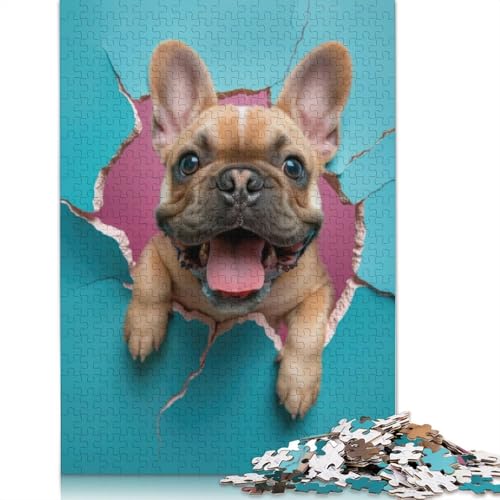 Fröhliche Bulldogge, 1000-teiliges Puzzle für Erwachsene | | Familienspaß-Puzzles für Erwachsene, Geschenke, Denkspiele, 1000 Teile (38 x 26 cm) von TBDUEPS