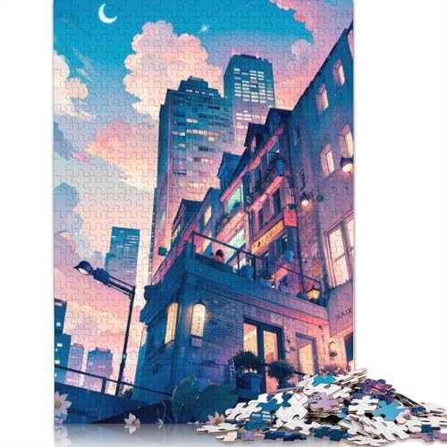Früher Abend in Lofi City Puzzles, 520 Teile, Holzpuzzles, Puzzle für Erwachsene und Jugendliche ab 12 Jahren, 520 Teile (52 x 38 cm) von TBDUEPS