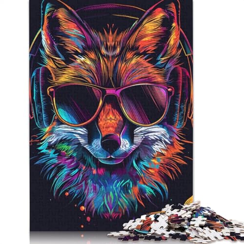 Fuchs mit Sonnenbrille, Puzzles für Erwachsene, 1000 Teile, Puzzle für Teenager, Lernspiel, Herausforderung, Spielzeug, 1000 Teile (75 x 50 cm) von TBDUEPS