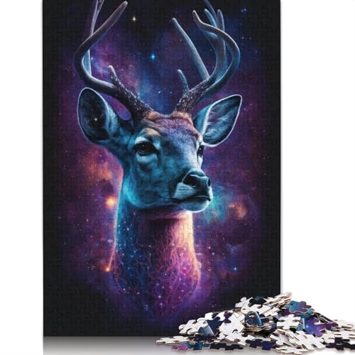 Galaxy Animal Deer Puzzle, 100% recycelter Karton, 100% recycelter Karton, Puzzle für Jungen oder Mädchen, 1000 Teile (75 x 50 cm) von TBDUEPS