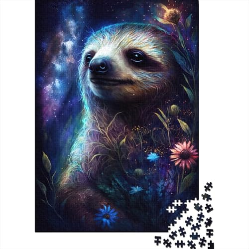 Galaxy Animal Faultier Puzzle Dekompressionsspielzeug Rechteckiges Papierpuzzle für Kinder und Erwachsene ab 12 Jahren 300 Teile (40 x 28 cm) von TBDUEPS