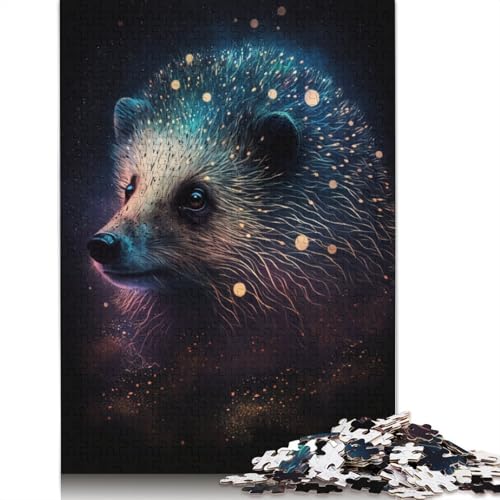 Galaxy Animal Hedgehog Puzzle, kreative Spiele, 100% recycelter Karton, Puzzle für Erwachsene, 1000 Teile (75 x 50 cm) von TBDUEPS