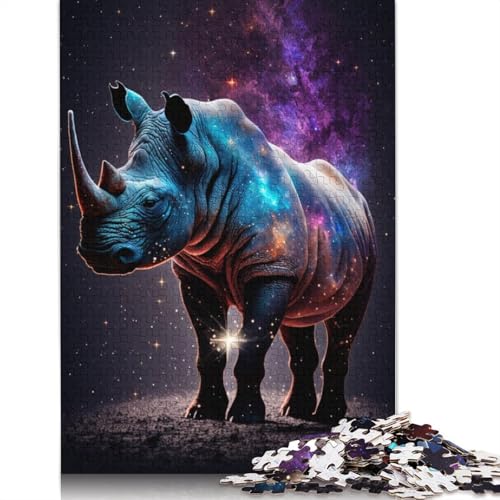 Galaxy Animal Rhino Puzzle Spielzeug Lernspiel Premium Karton Puzzle für Erwachsene Kinder 1000 Teile (75x50cm) von TBDUEPS
