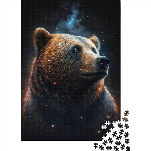 Galaxy Animals Braunbär-Puzzle, einzigartiges Heimdekor-Papier, rechteckiges Puzzle für Erwachsene und Teenager, 300 Teile (40 x 28 cm) von TBDUEPS