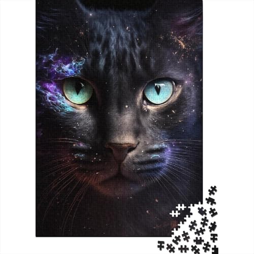 Galaxy Art Cat Holzpuzzle 1000 Teile Puzzle für Erwachsene Lernspiel Herausforderung Spielzeug 1000 Stück (38 x 26 cm) von TBDUEPS