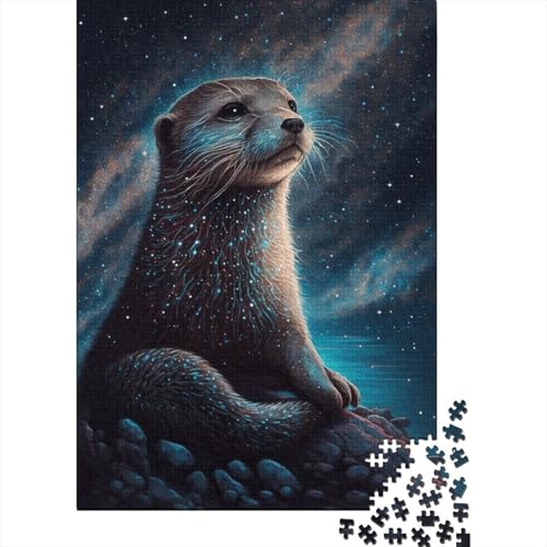 Galaxy Art Otter Puzzle, einzigartige Heimdekoration, 100% recycelter Karton, Puzzle für Erwachsene, 300 Teile (40 x 28 cm) von TBDUEPS