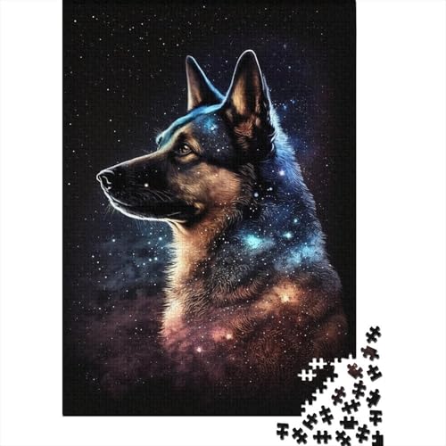 Galaxy Art Puzzle mit deutschem Schäferhund, einzigartige Heimdekoration, 100% recycelter Karton, Puzzle für Erwachsene, 300 Teile (40 x 28 cm) von TBDUEPS
