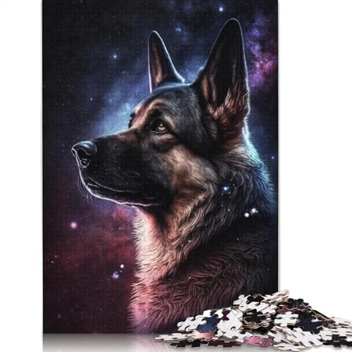 Galaxy Art Puzzle mit deutschem Schäferhund, einzigartige Heimdekoration, rechteckiges Papierpuzzle für Erwachsene und Teenager, 1000 Teile (75 x 50 cm) von TBDUEPS