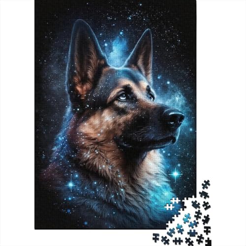 Galaxy Art Puzzle mit deutschem Schäferhund, schwieriges, rechteckiges Puzzle aus Hartpapier für Erwachsene und Kinder, einzigartiges Geschenk, 300 Teile (40 x 28 cm) von TBDUEPS