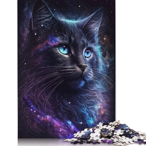Galaxy Black Cat Puzzle, anpassbare Bilder, 100% recycelter Karton, Puzzle für Kinder und Erwachsene ab 12 Jahren, einzigartiges Geschenk, 1000 Teile (75 x 50 cm) von TBDUEPS