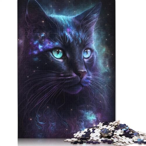 Galaxy Black Cat Puzzle DIY Spiel Papier Rechteckiges Puzzle für Jungen oder Mädchen Geburtstagsgeschenk 1000 Teile (75x50cm) von TBDUEPS