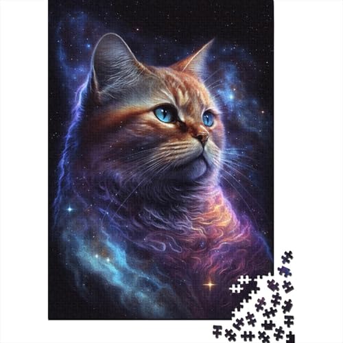 Galaxy Cat Puzzle zum Stressabbau, 100% recycelter Karton, Puzzle für Erwachsene und Kinder, einzigartiges Geschenk, 300 Teile (40 x 28 cm) von TBDUEPS