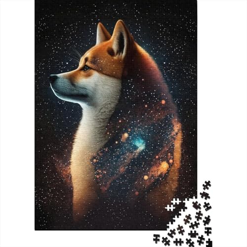 Galaxy Colour Shiba Inu Puzzle, DIY-Spiel, Premium-Karton-Puzzle für Damen und Herren, 300 Teile (40 x 28 cm) von TBDUEPS