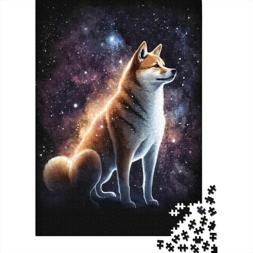 Galaxy Colour Shiba Inu Puzzle, Lernspiele, Familienaktivitäten, Premium-Karton-Puzzle für Frauen und Männer, 300 Teile (40 x 28 cm) von TBDUEPS
