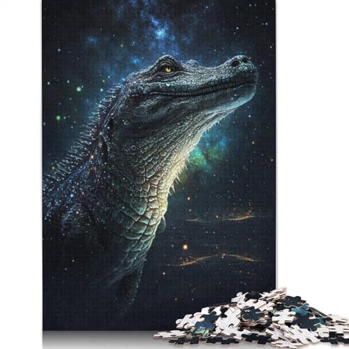 Galaxy Crocodile Puzzle Relax Challenge Spielzeug Papier Rechteckiges Puzzle für Jungen oder Mädchen 1000 Teile (75x50cm) von TBDUEPS