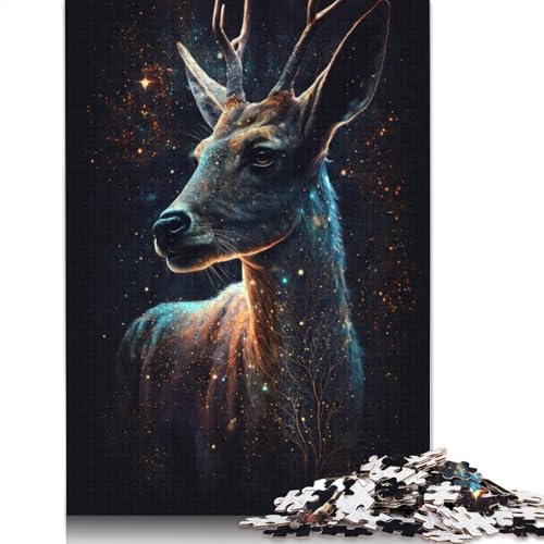 Galaxy Deer Puzzle, einzigartiges rechteckiges Papier-Puzzle für die Heimdekoration, für Erwachsene und Teenager, 1000 Teile (75 x 50 cm) von TBDUEPS