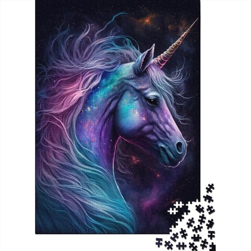 Galaxy-Einhorn-Puzzle, rechteckig, aus Pappe, 100% recyceltem Karton, Puzzle für Erwachsene, 300 Teile (40 x 28 cm) von TBDUEPS