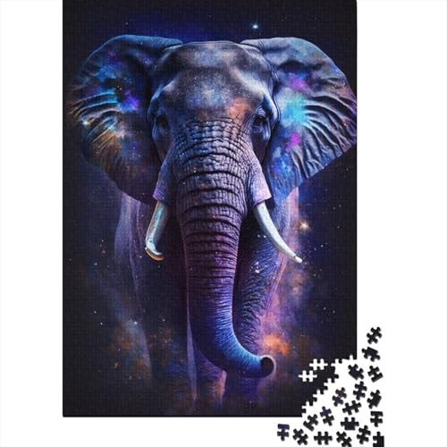 Galaxy-Elefanten-Puzzle, schwierige Herausforderung, 100% recycelter Karton, Puzzle für Erwachsene, Teenager, 300 Teile (40 x 28 cm) von TBDUEPS