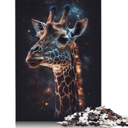 Galaxy Giraffe Puzzle, Denksportaufgabe, rechteckiges Papierpuzzle für Erwachsene und Teenager, 1000 Teile (75 x 50 cm) von TBDUEPS