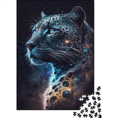 Galaxy Leopard Puzzle, rechteckige Pappe, 100% recycelter Karton, Puzzle für Erwachsene und Kinder, 300 Teile (40 x 28 cm) von TBDUEPS