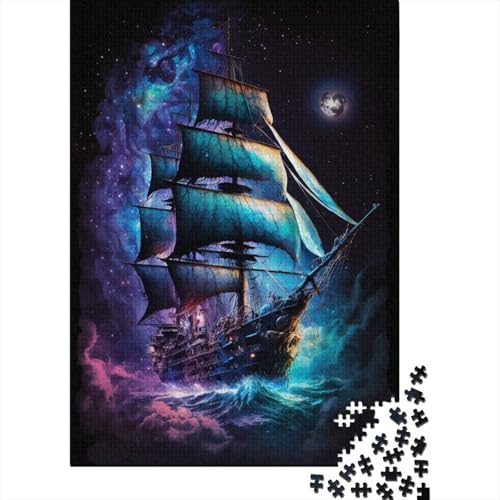 Galaxy Piratenschiff-Puzzle, umweltfreundliche Materialien, 100% recycelter Karton, Puzzle für Damen und Herren, einzigartiges Geschenk, 300 Teile (40 x 28 cm) von TBDUEPS