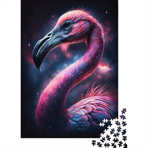 Galaxy Space Flamingo Puzzle, schwierige Herausforderung, 100% recycelter Karton, Puzzle für Kinder und Erwachsene, 300 Teile (40 x 28 cm) von TBDUEPS