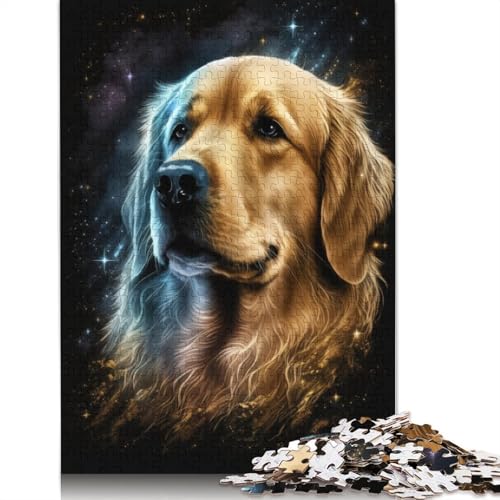 Galaxy Space Golden Retriever Puzzle, anspruchsvolle Familienspiele, 100% recycelter Karton, Puzzle für Erwachsene und Kinder, Geburtstagsgeschenk, 1000 Teile (75 x 50 cm) von TBDUEPS