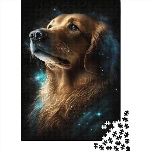 Galaxy Space Golden Retriever Puzzle, präzises ineinandergreifendes rechteckiges Papierpuzzle für Erwachsene und Kinder, einzigartiges Geschenk, 300 Teile (40 x 28 cm) von TBDUEPS