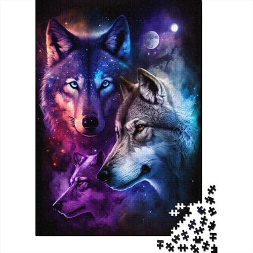 Galaxy Wolf Puzzle DIY Spiel Papier Rechteckiges Puzzle für Jungen oder Mädchen Geburtstagsgeschenk 300 Teile (40x28cm) von TBDUEPS